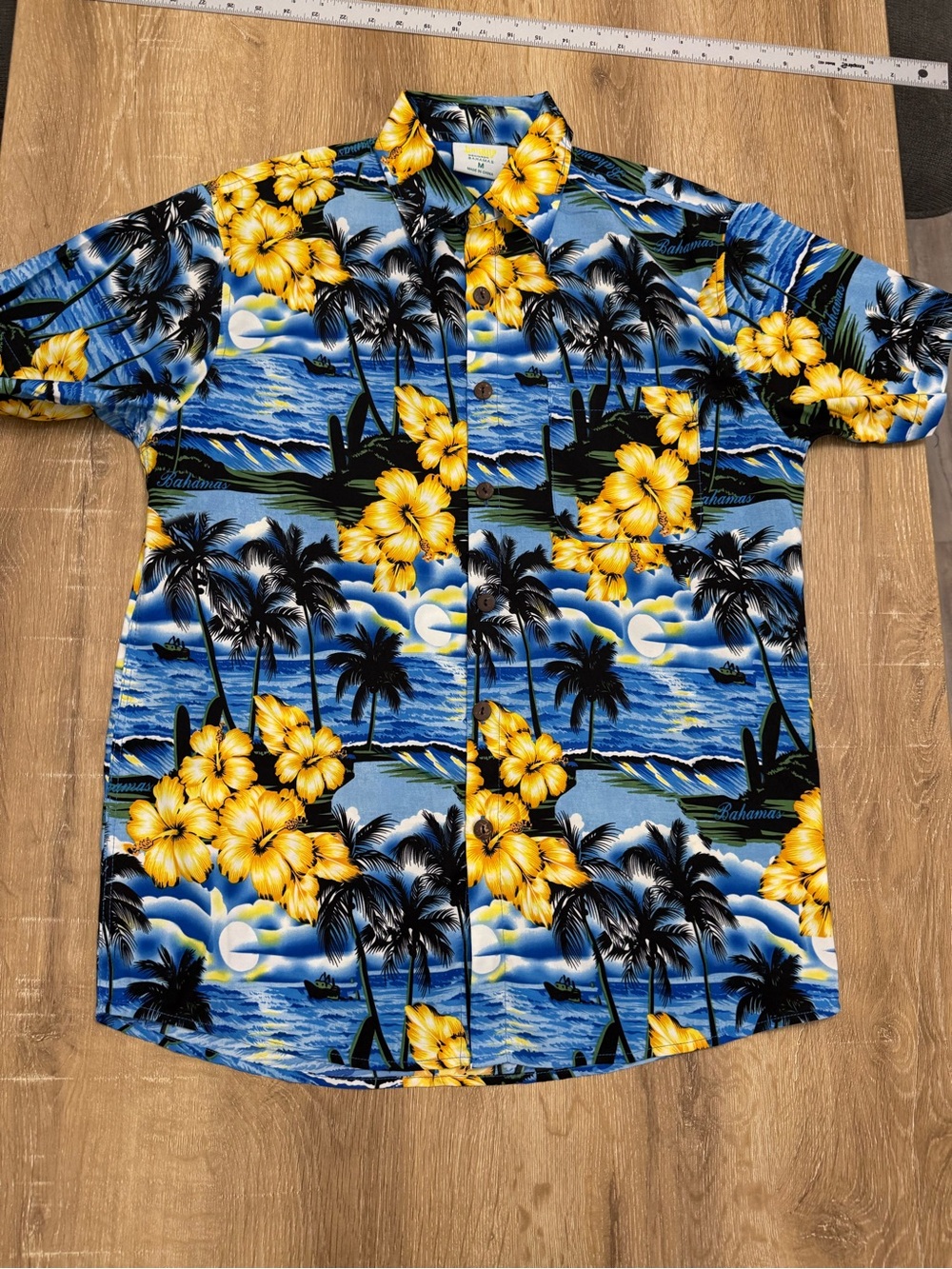 -Inspired Blue & Yellow Hawaiian Camp Shirt
